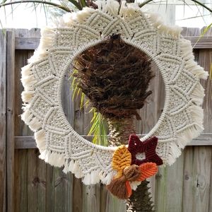 Handmade Macrame Fall Wreath Wall Hanging